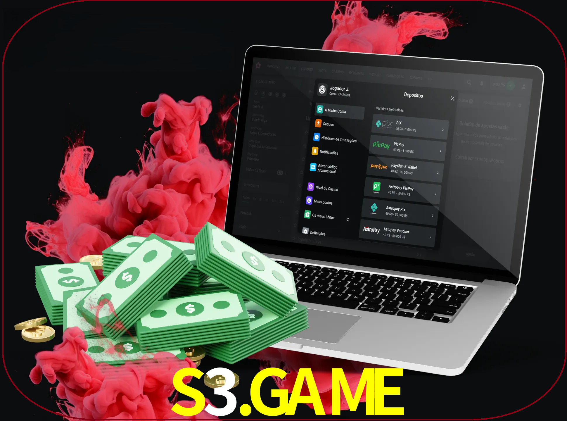 Para efetuar um depósito na sua conta s3.game, basta escolher o método de depósito e especificar o montante.